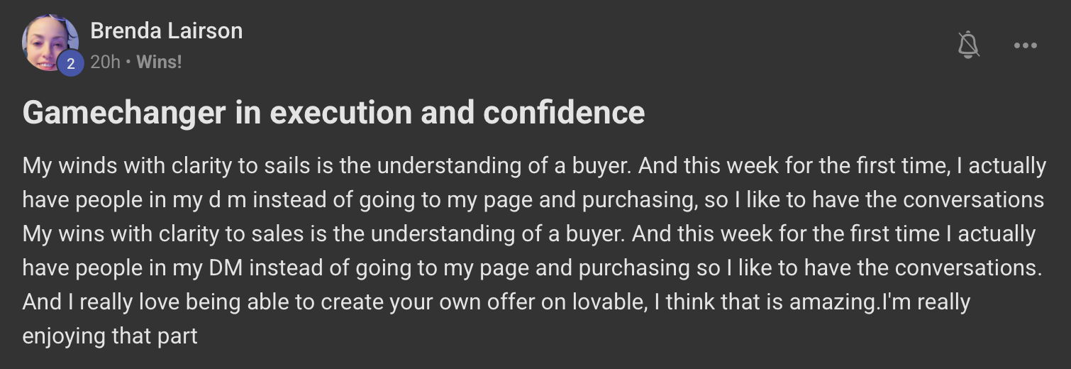 Brenda Lairson — Gamechanger in execution and confidence testimonial